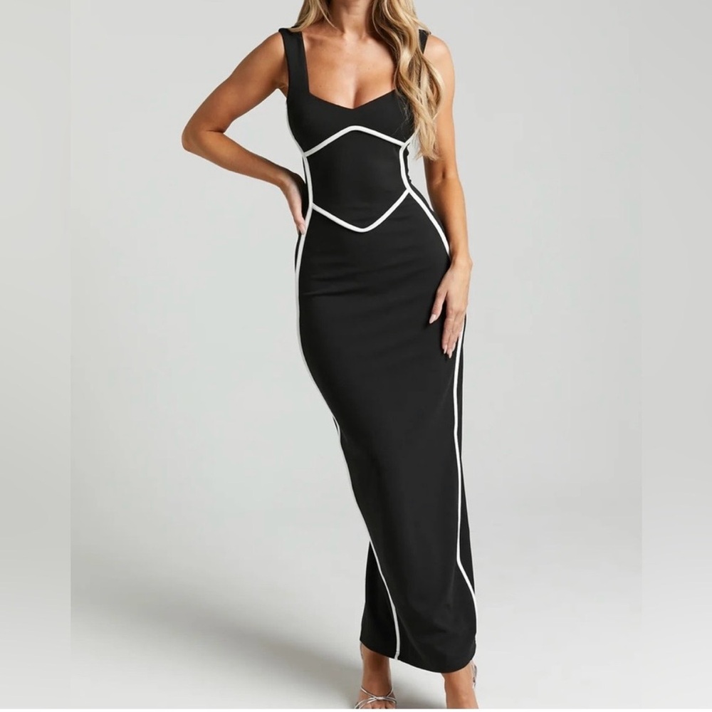 Showpo Black Maxi Dress with White Trim